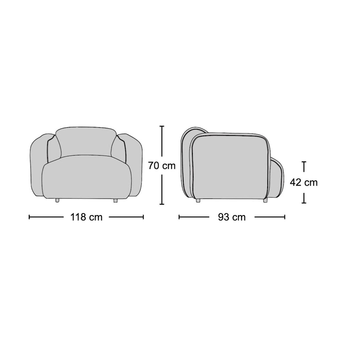 Mellow Armchair - Dimensions