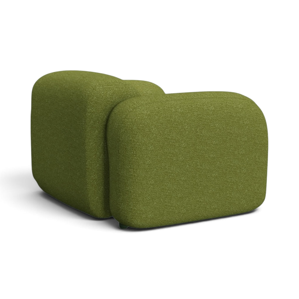 Mellow Armchair in olive green - back angle view