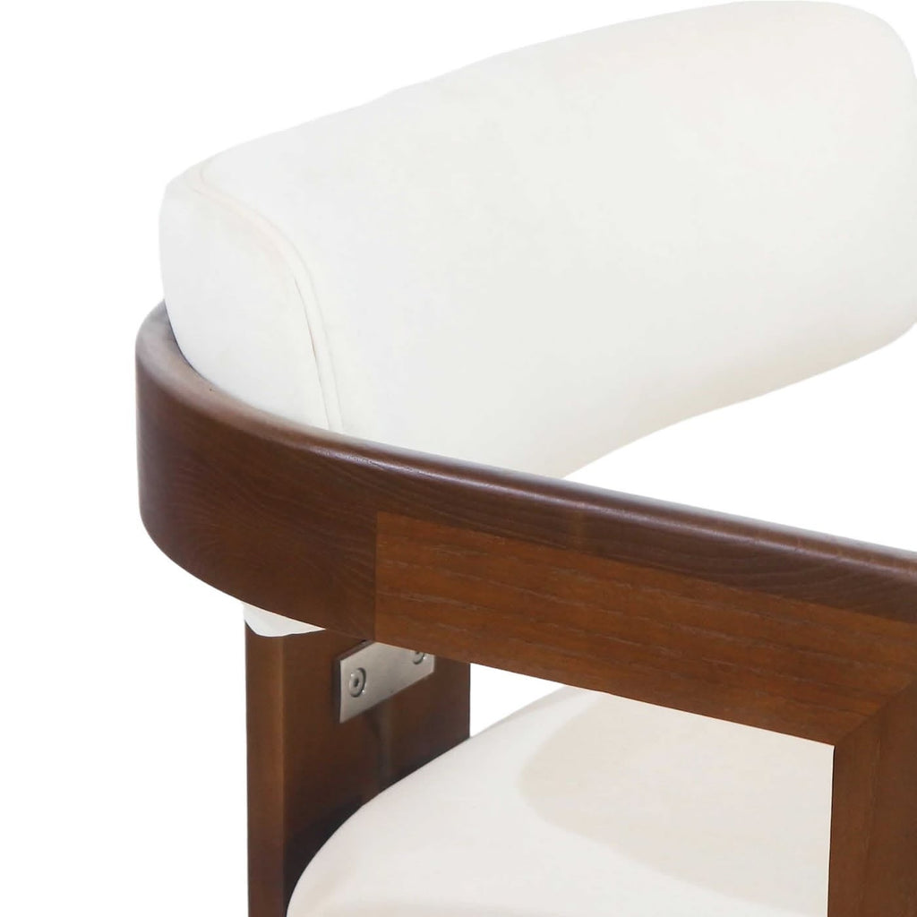 Pamplona Armchair - walnut frame and off-white cushion detail