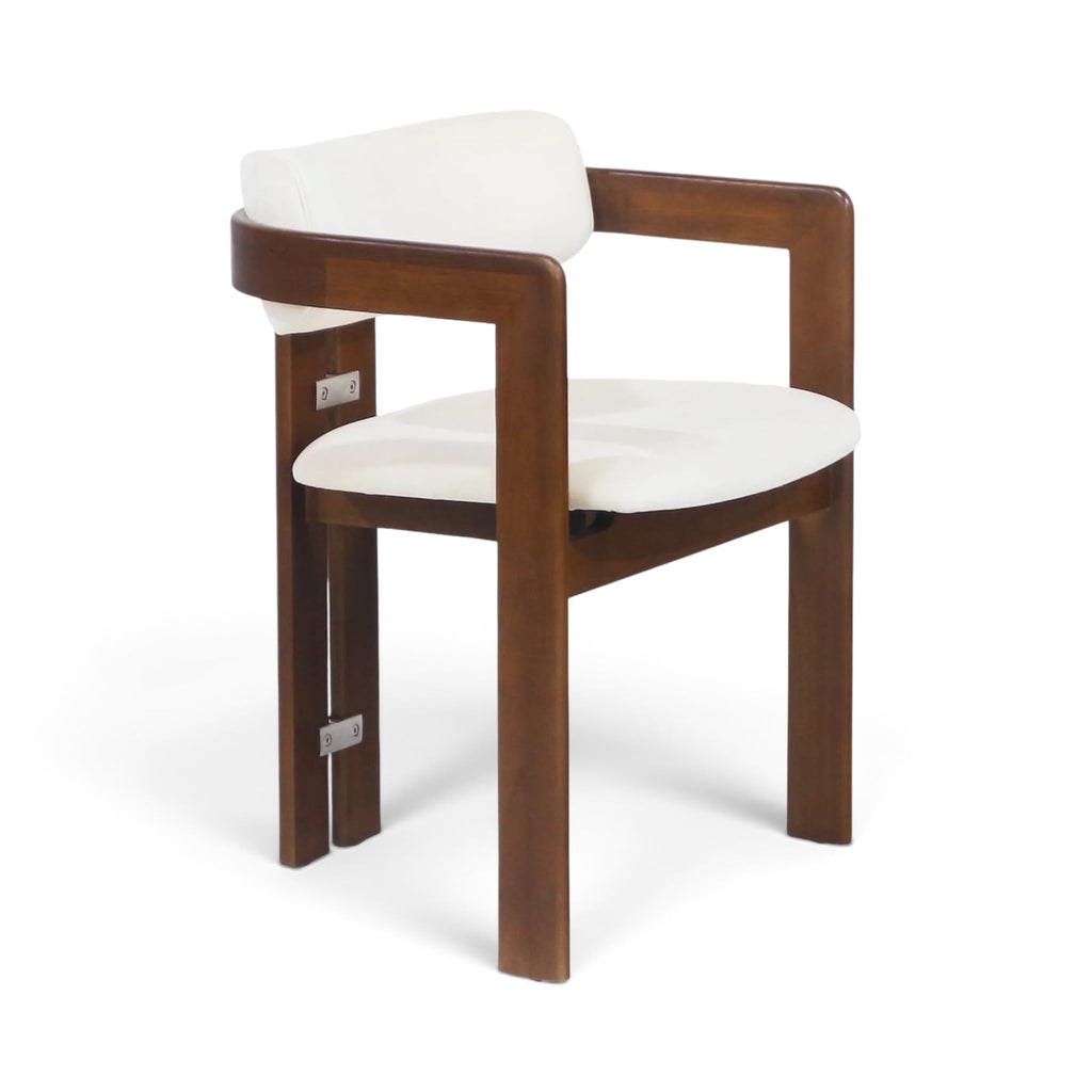 Pamplona Armchair in walnut and off-white - side angle view