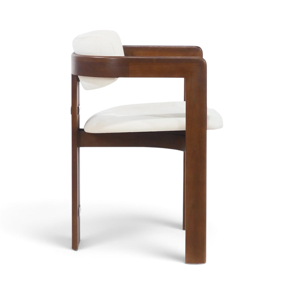 Pamplona Armchair in walnut and off-white - side view