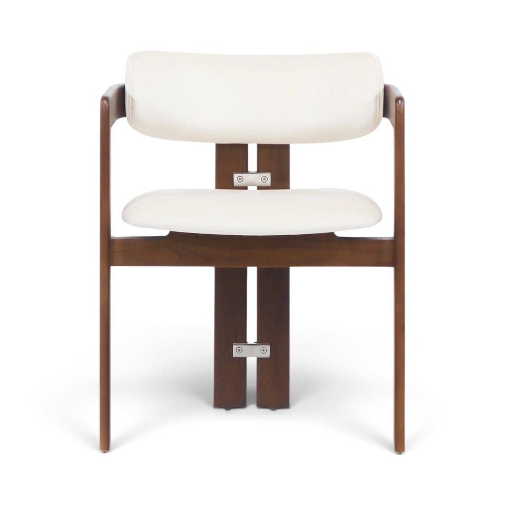 Pamplona Armchair with walnut frame and cream upholstered cushions