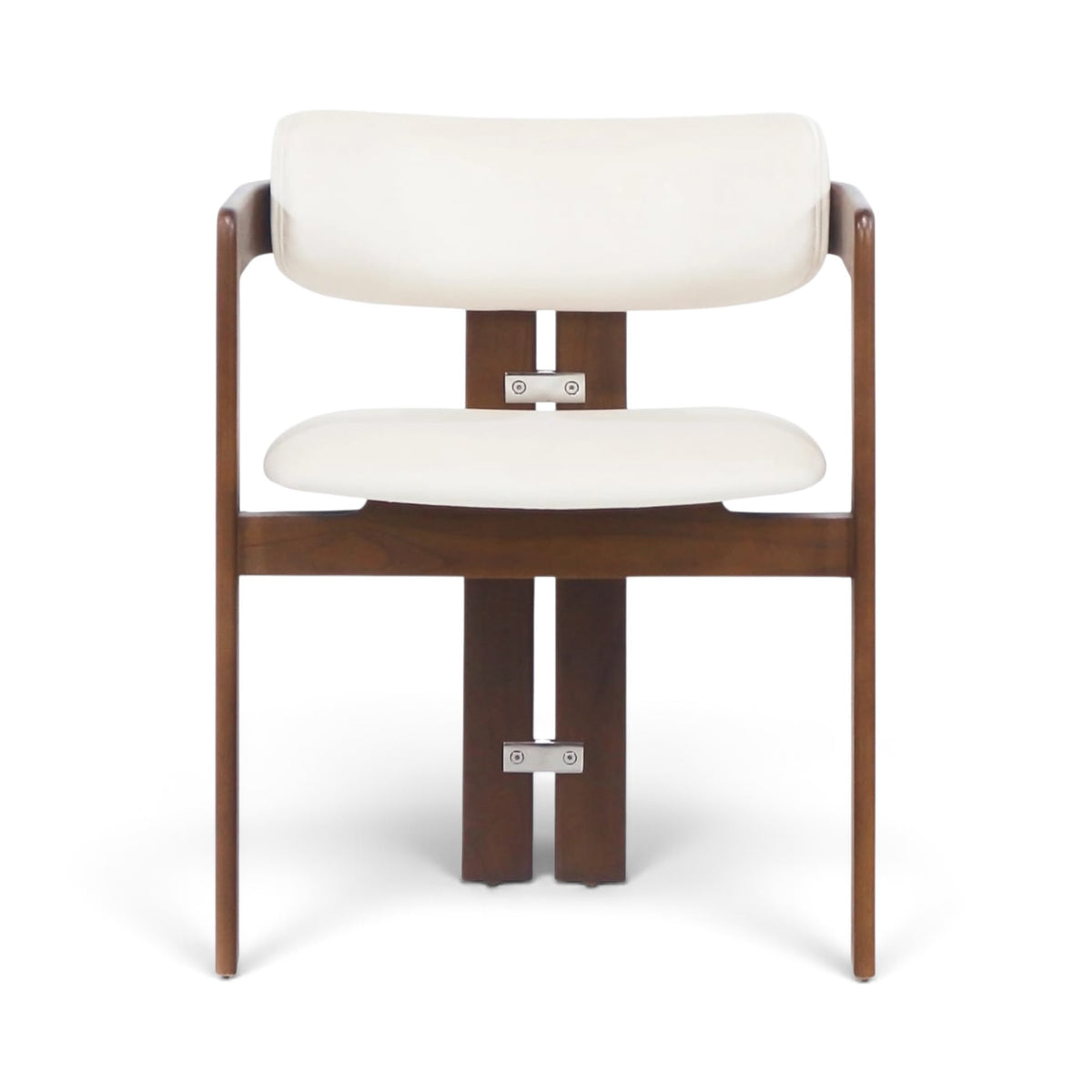 Pamplona Armchair with walnut frame and cream upholstered cushions