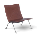 PK22 Lounge Chair in brown leather - profile view