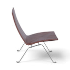PK22 Lounge Chair in brown leather - side view