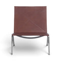 PK22 Lounge Chair in brown leather on a satin steel frame