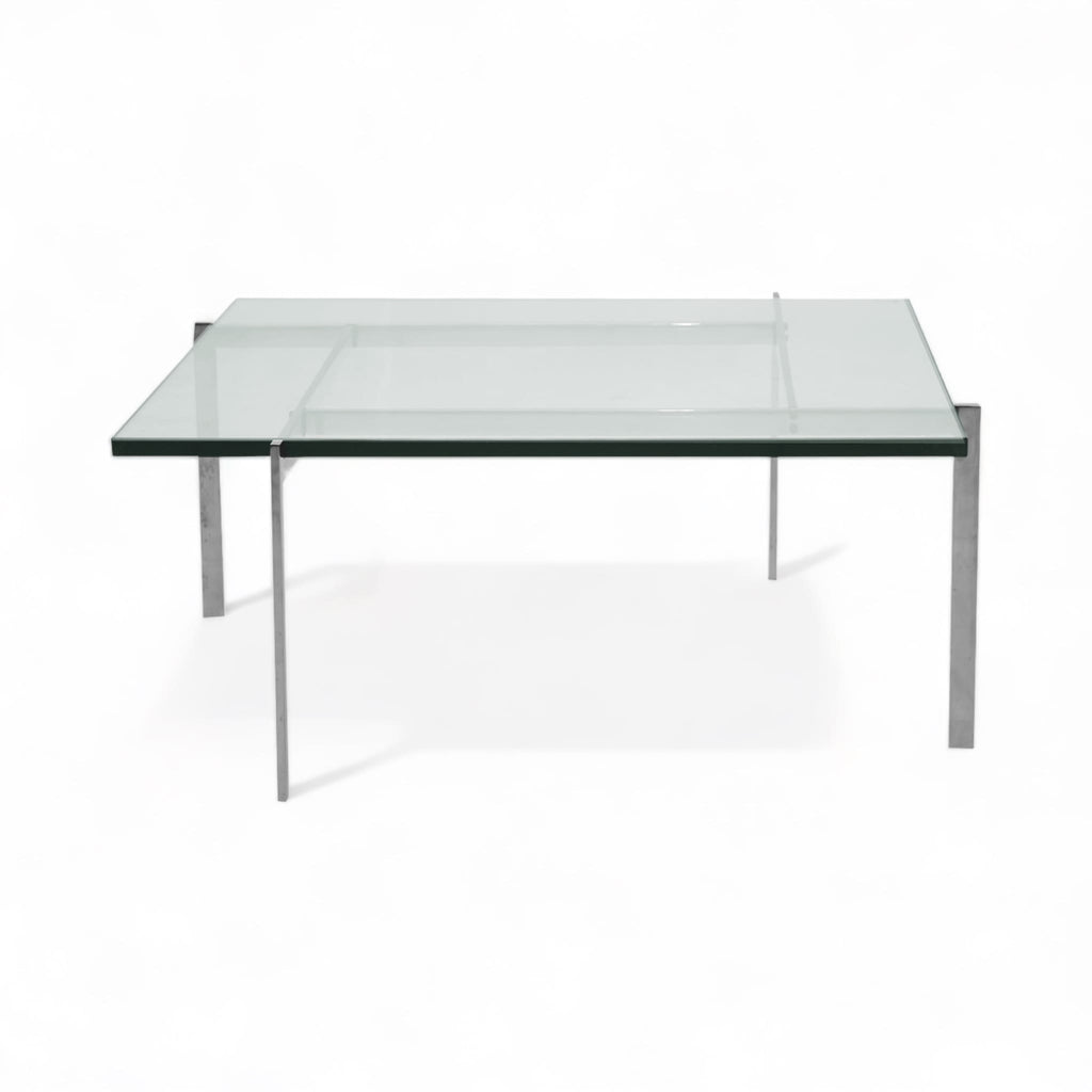 PK61 Coffee Table with glass top viewed from the side | Nue Modern
