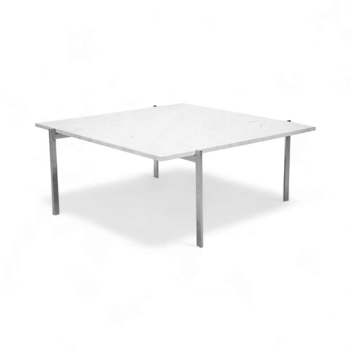 PK61 Coffee Table with white marble top - three-quarter angle view | Nue Modern