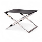 PK91 Stool - Poul Kjaerholm Style Black Leather Stool | Nue Modern