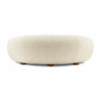 Back view of the curved Polar Bear Sofa in Ivory Sherpa | Nue Modern