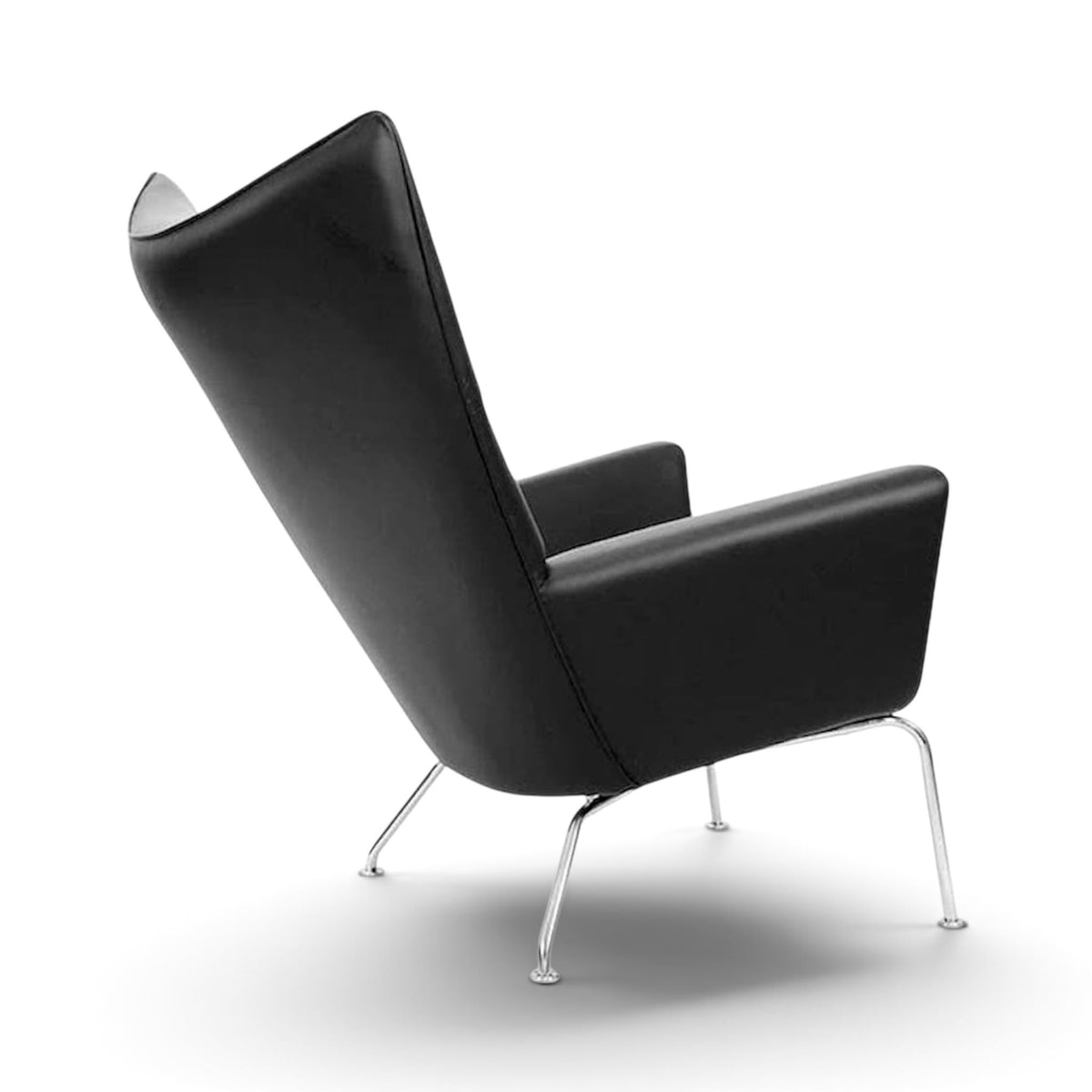 CH445 Wing Chair in leather - back angle view