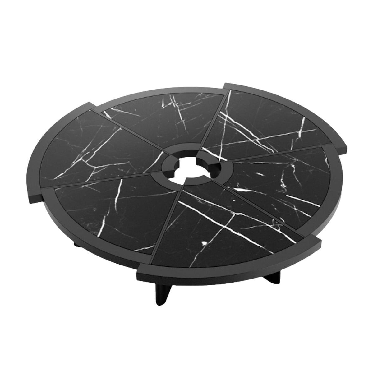 Rio Coffee Table Black with Black Marble Top View - Charlotte Perriand Inspired | Nue Modern