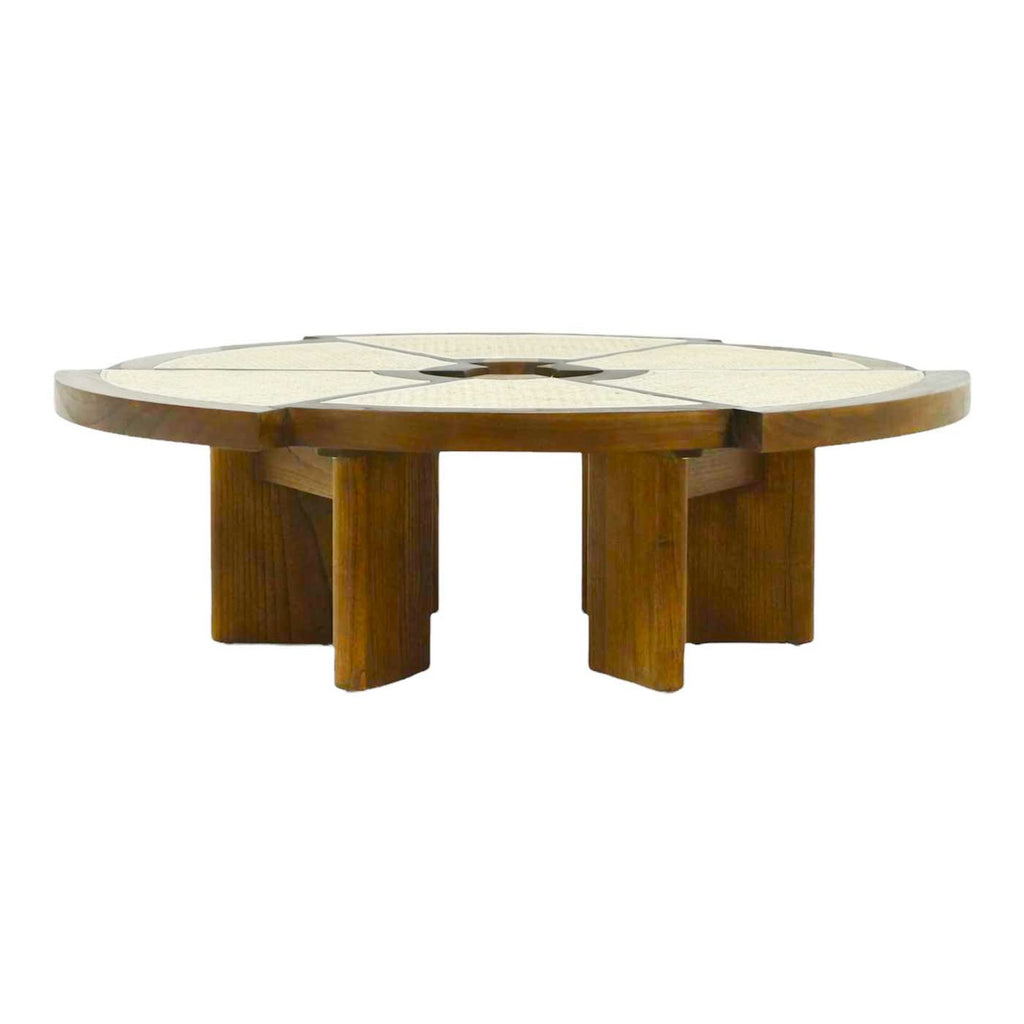 Rio Coffee Table in brown side view - Charlotte Perriand Inspired | Nue Modern