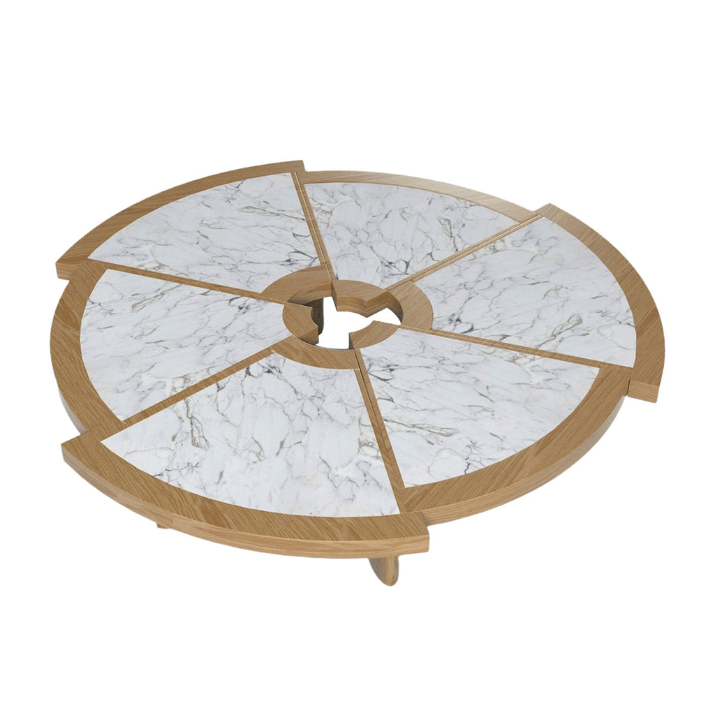 Rio Coffee Table in Oak and Marble Top View - Charlotte Perriand Inspired | Nue Modern