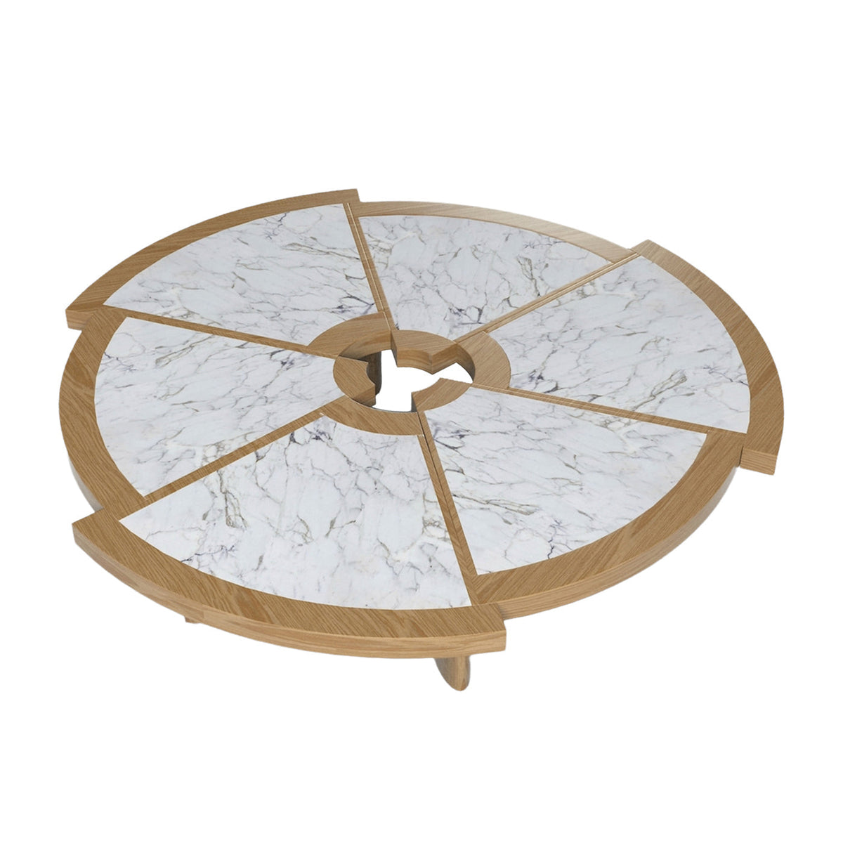 Rio Coffee Table in Oak and Marble Top View - Charlotte Perriand Inspired | Nue Modern