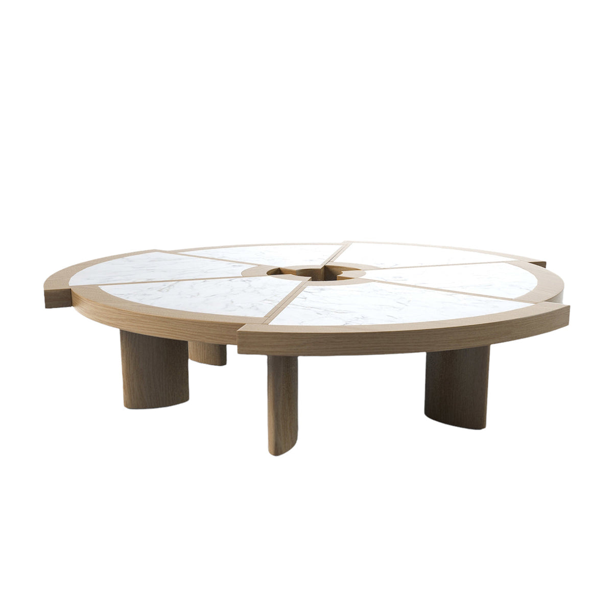 Rio Coffee Table in Oak with White Marble - Charlotte Perriand Inspired | Nue Modern