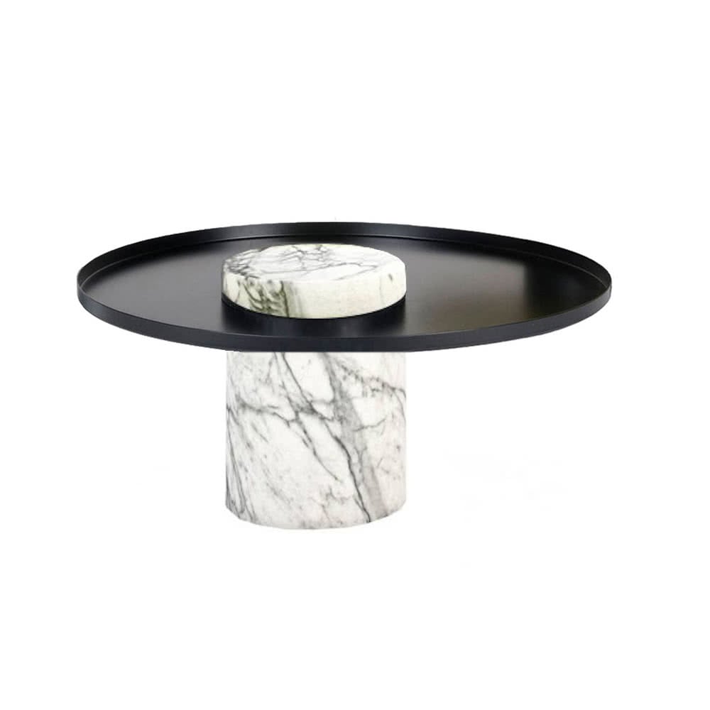 Salute Coffee Table - White Marble & Black Tray | Nue Modern