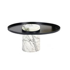 Salute Coffee Table - White Marble & Black Tray | Nue Modern