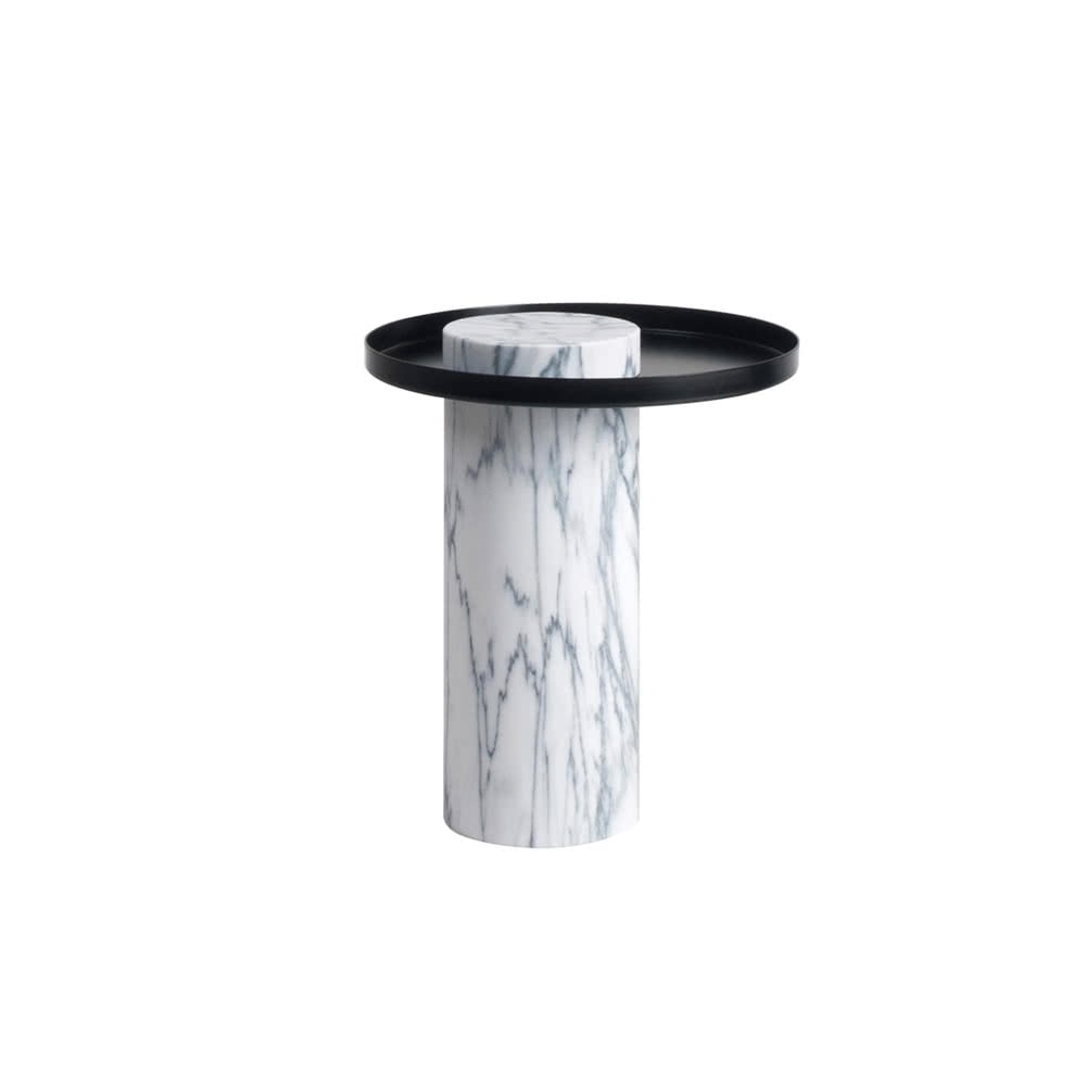 Salute Table - White Marble & Black Tray | Nue Modern