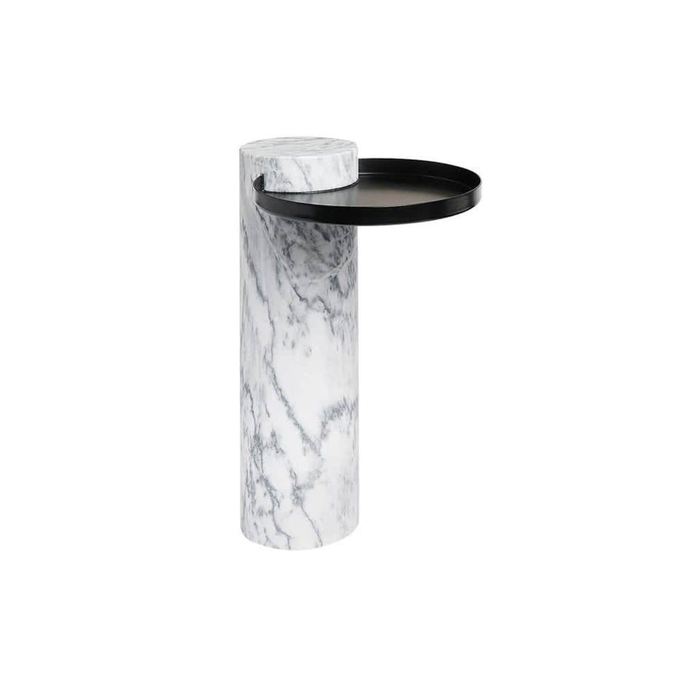 Salute Table B - White Marble & Black Tray | Nue Modern