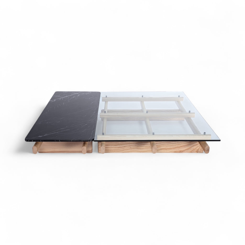 Sengu Small Coffee Table with Black Marble & Sengu Large Coffee Table with Glass Top | Nue Modern