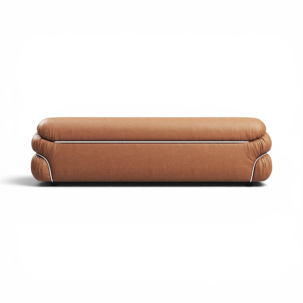 Sesann 3-Seater Sofa in tan leather - Back View | Nue Modern