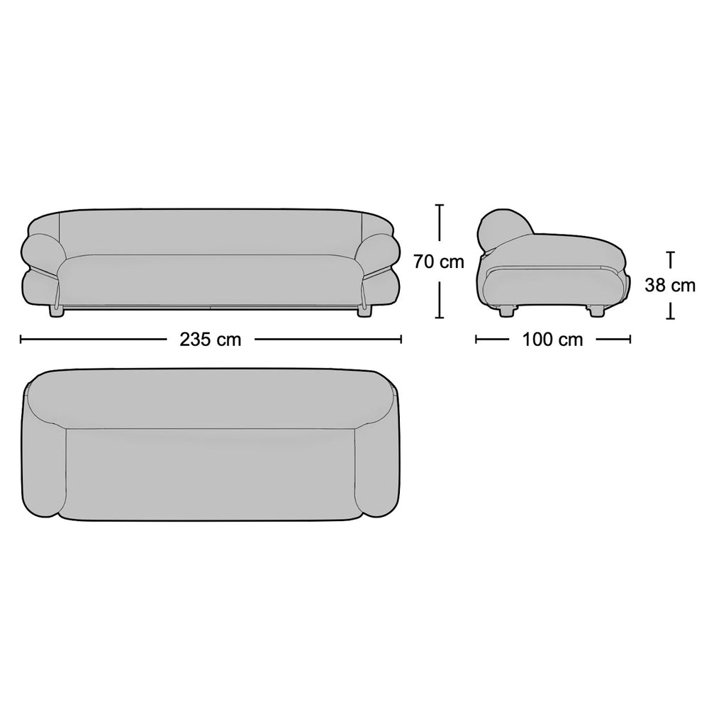 Sesann 3-Seater Sofa - Dimensions