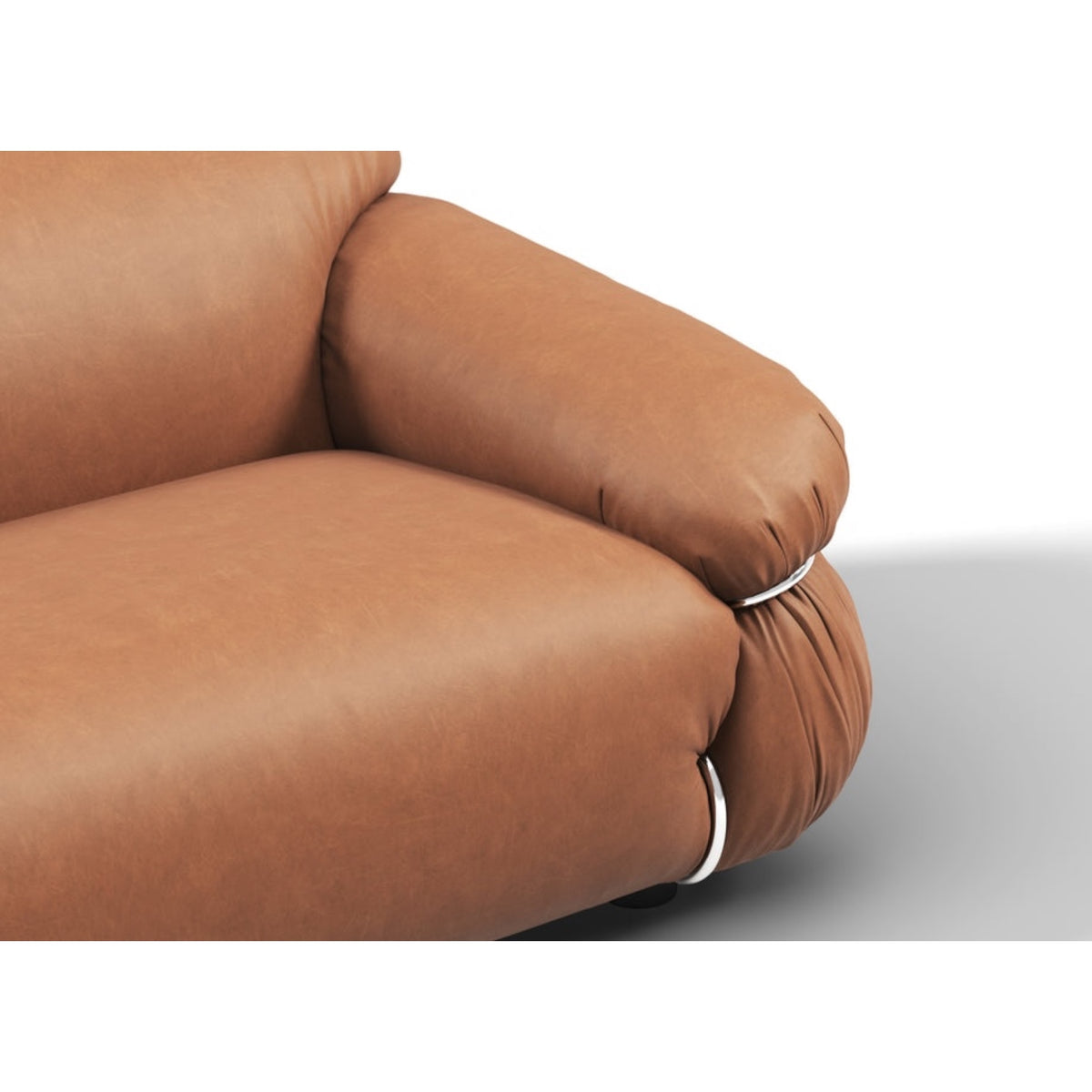 Detail view on the Sesann Sofa in Tan Leather | Nue Modern