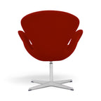 Swan Chair in red - back view with chrome four-star swivel base