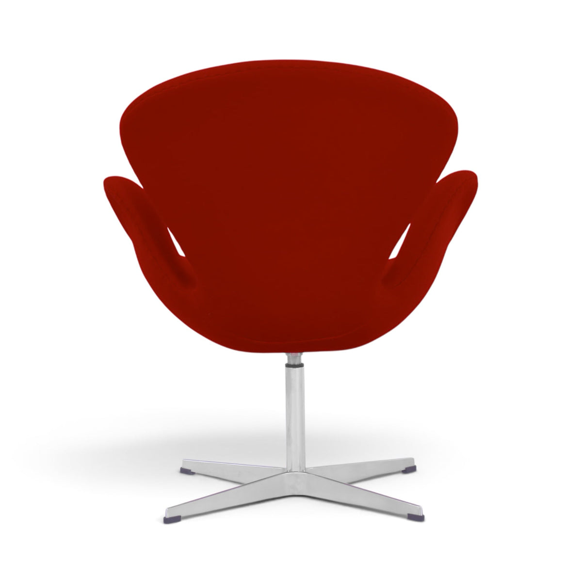 Swan Chair in red - back view with chrome four-star swivel base