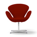 Swan Chair in deep red on a chrome four-star base - front view