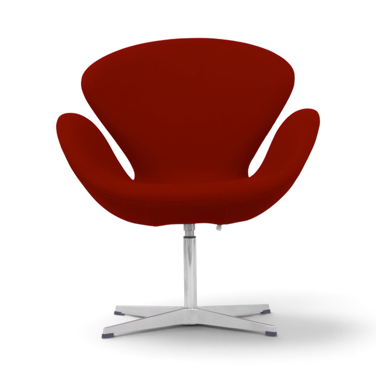 Swan Chair in deep red on a chrome four-star base - front view
