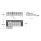 Tufty 3-Seater Sofa with Chaise - Dimensions