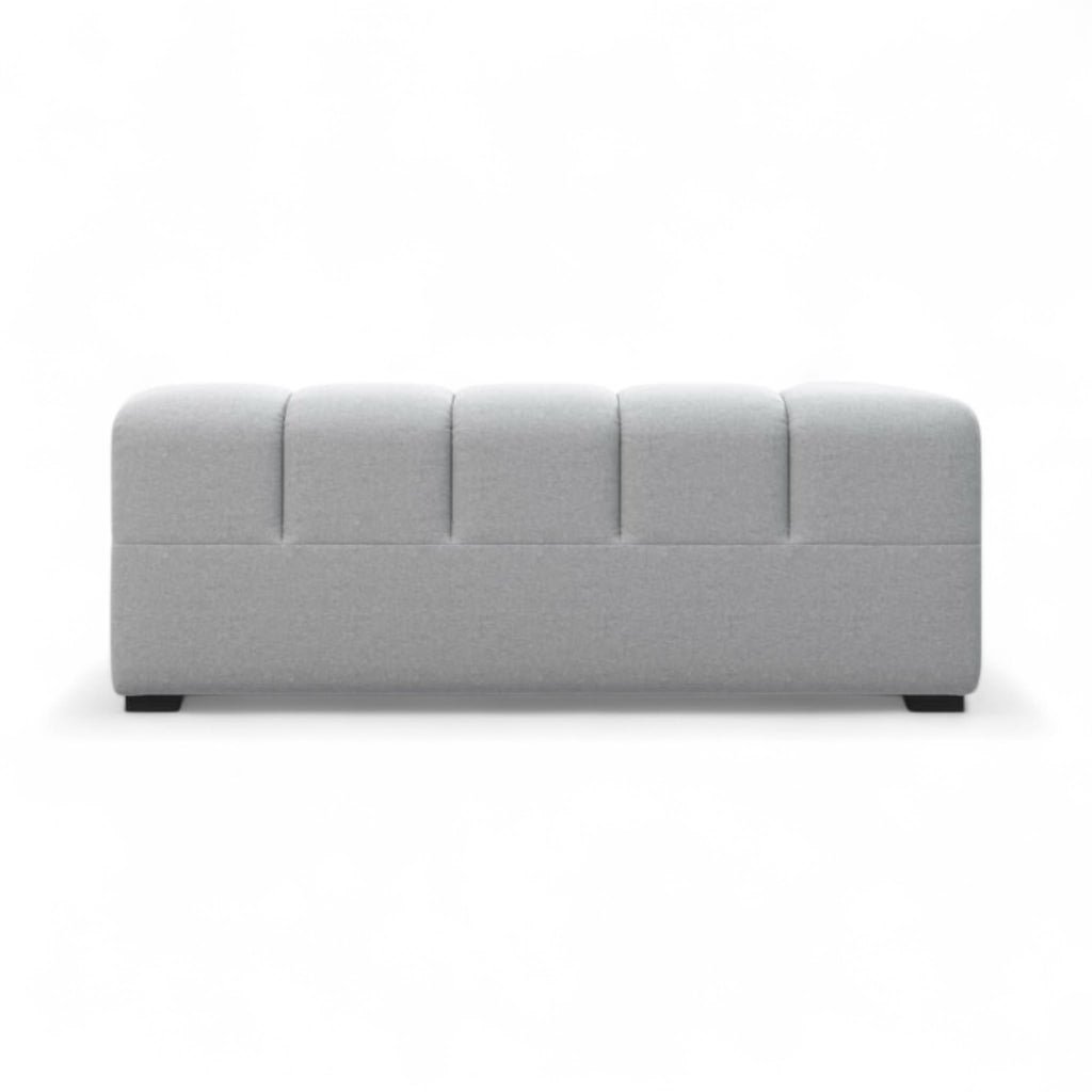 A modern light grey upholstered TF005 with a tufted segmented backrest, shown from the back against a plain white background.
