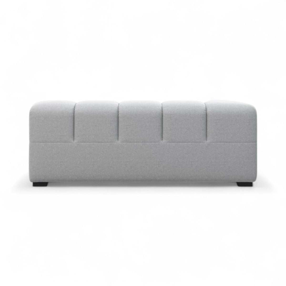 A modern light grey upholstered TF005 with a tufted segmented backrest, shown from the back against a plain white background.
