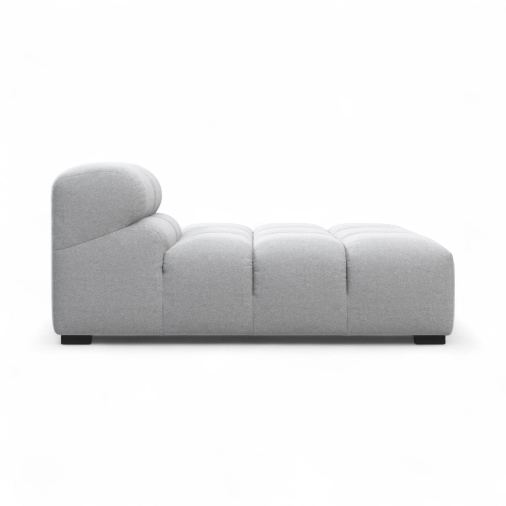 Tufty TF018 in grey fabric viewed from the side on white background