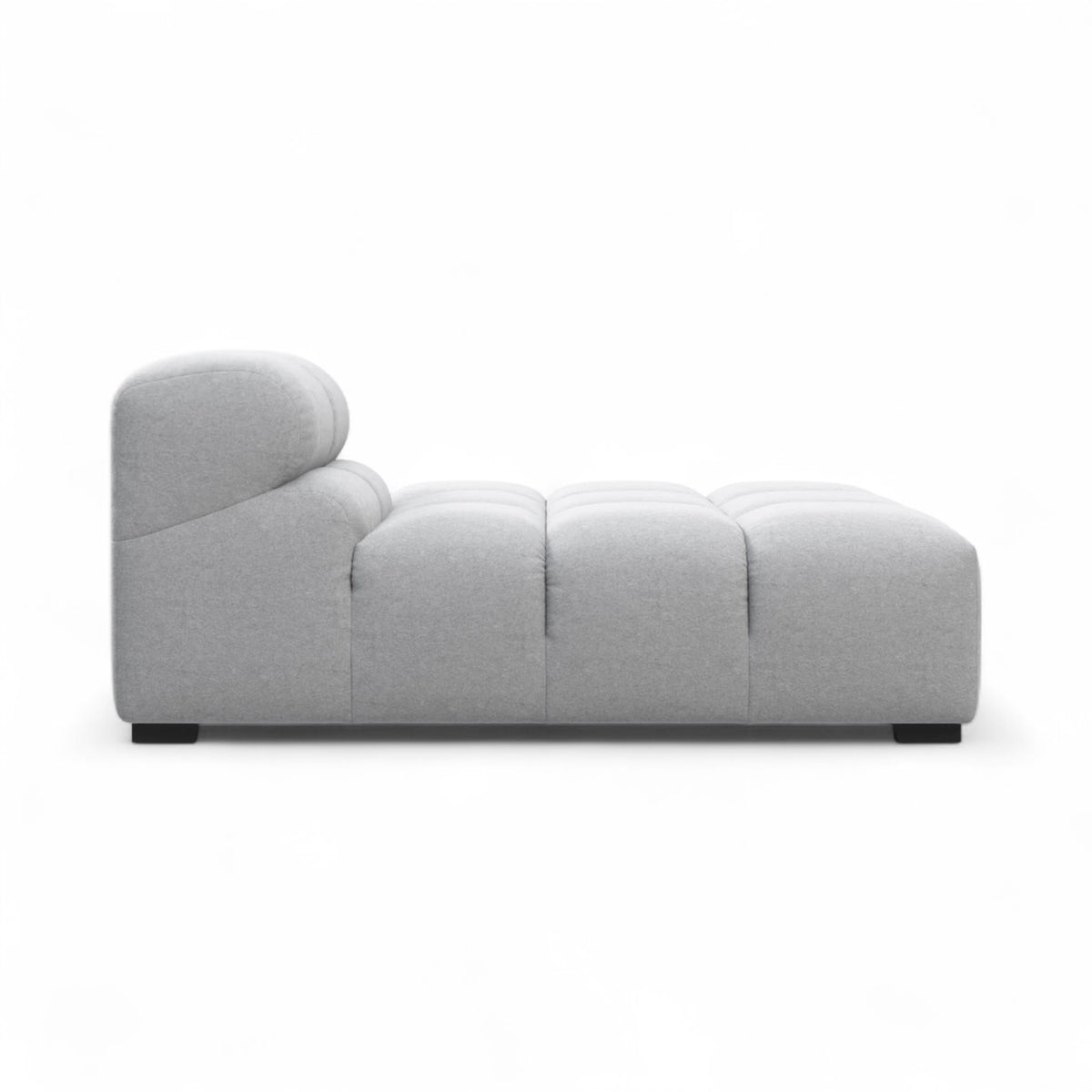 Tufty TF018 in grey fabric viewed from the side on white background