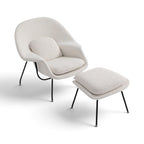 Womb Chair and Ottoman in bouclé - top angle view