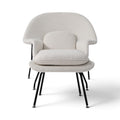 Womb Chair and Ottoman in bouclé
